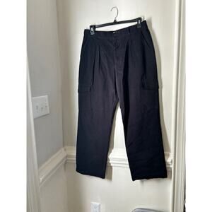 NWT Pacsun Black Pleated Wide Leg Cargo Trousers Pants Cotton Tapered XL